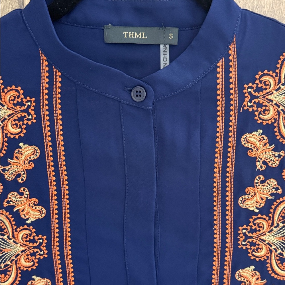 THML Deep Blue Embroidered Top - Picture 7 of 14